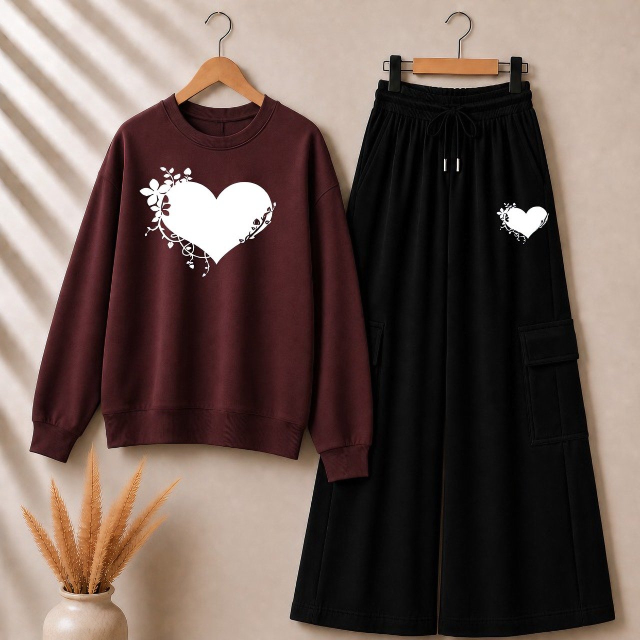 Women's 2 Piece Smiley Face Print